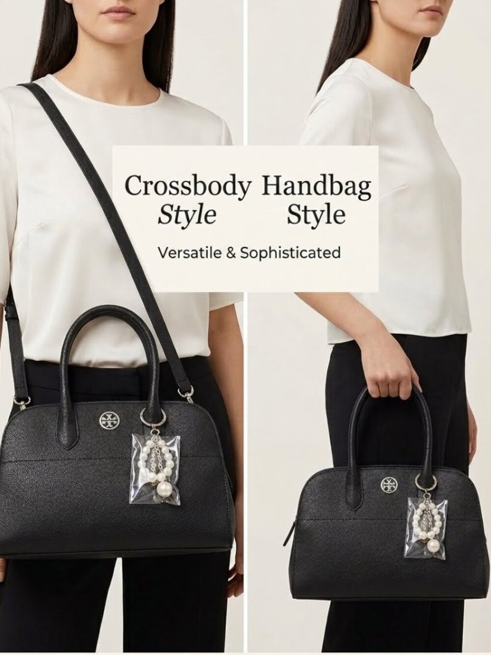 Crossi New York Black Vegan Leather Shoulder Bag Tote
